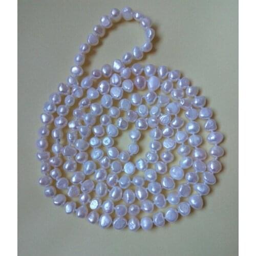 New genuine frehswater pearl necklace 50" opera necklace nature baroque 7-8mm