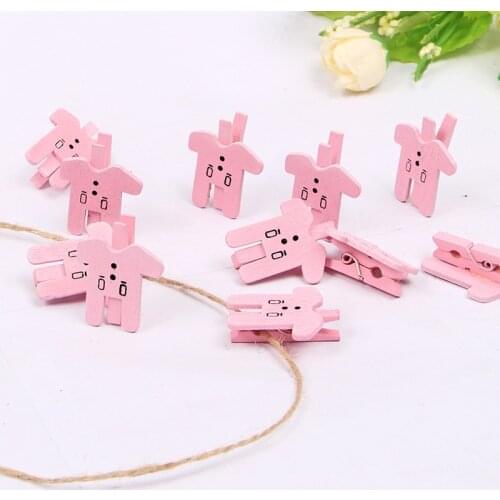 Pink Wood Clothes Pegs Clothespin Clips Office Party Decoration Accessories Photo Hanging Pegs 30x3mm 10pcs DIY