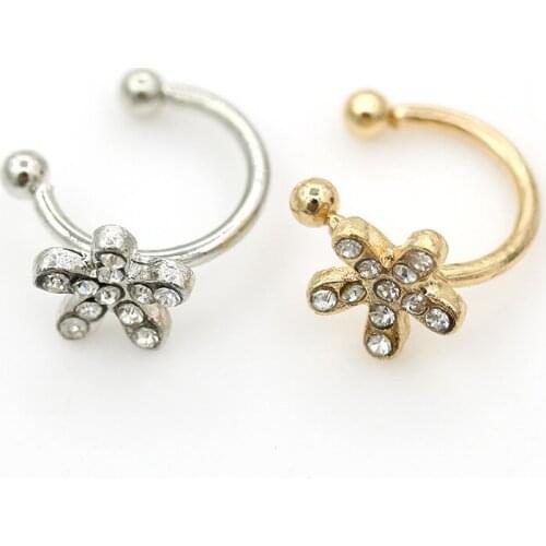Many Patterns Crystal Bow Flower Golden Silver Plated Metallic Small Ear Cuff for Women Fashion Clip Earrings