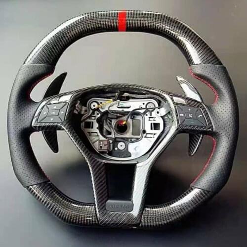 Cuatomized Carbon Fiber Sports Steering Wheel Alcantara Leather compatible for Mercedes-Benz GLK 300 2016-2021