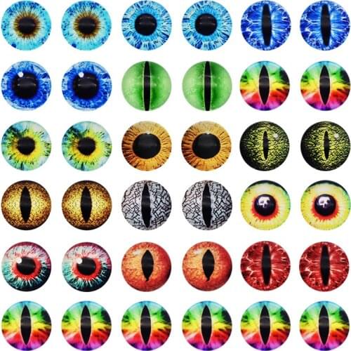 Julie Wang 6-30mm In Pairs Glass Cabochons Mixed Round Dragon Cat Animal Doll Eyes Flat Back Jewelry Making Accessory
