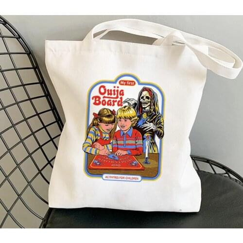 Scary Evil Demon Death Satanism American Horror Story Tote Bag Printed Casual Shoulder Foldable Unisex Canvas Bags Shopping Bags