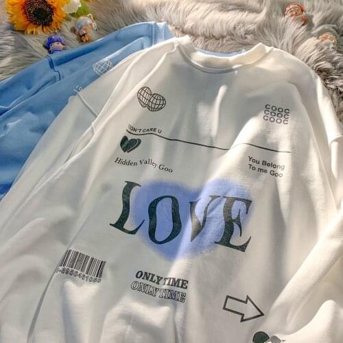Streetwear Couples Love Letters Printing Hoodie Crewneck Sweatshirt Women 2021 Autumn New Harajuku Teens Clothes Casual Tops