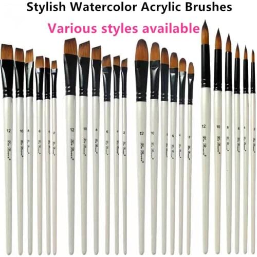 New gouache brush oil painting brush 6 sets nylon wool wooden pole brush set art multi-purpose art supplies for painting