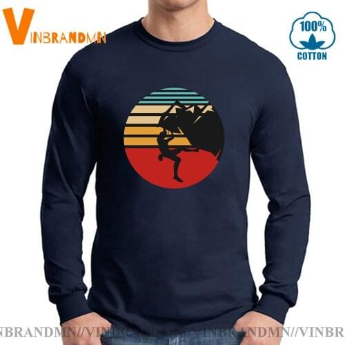 Awesome Rock Climber best gift tee shirt Vintage Rock Climbing T shirts Abstract Retro Mountain Climb Long Sleeves Mens T-shirt