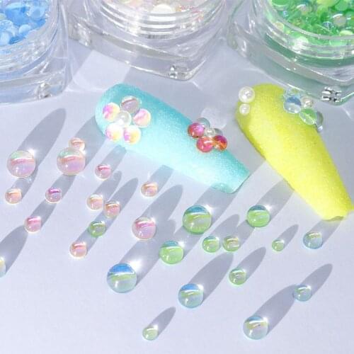 Manicure Pearl Jewelry Semi-circular Flat Bottom Magic Mermaid Beads Bottled Semi-circular Glass Mermaid Beads DIY Beads Jewelry