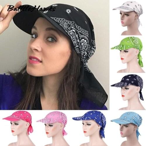 Unisex Paisley Visor Pre Fitted Bandana Hat Outdoor Sun Bandans Cap Head Scarf Bandit Turban Capbandana Turban Square Scarf Hat