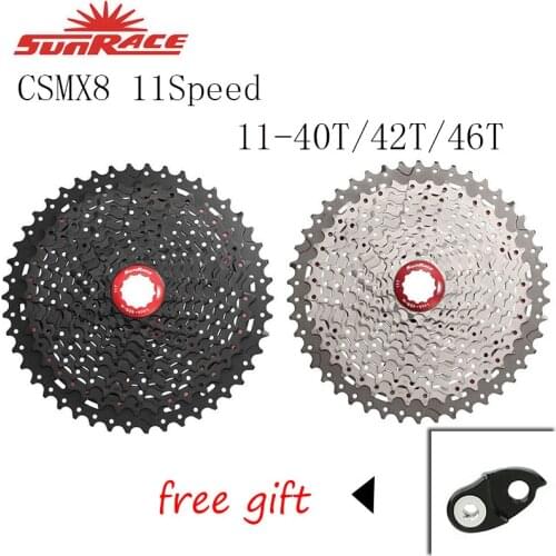 SUNRACE 11speed Bicycle Flywheel CSMX8/CSMS8 11-40T 11-42T 11-46T Mountain Bikes Cassette Wide Ratio MTB Cassettes with Hanger