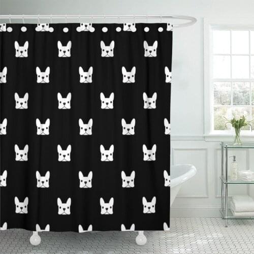 Black Puppy French Bulldog Frenchie Animal Shower Curtains Waterproof Polyester Fabric 72 x 72 inches with Hooks