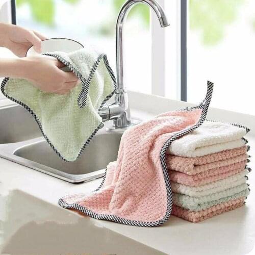 Absorbent Wipe Wash Towels Soft Microfiber Cleaning Cloths Non-stick Oil Dish Cloth Rags For Kitchen Household Dish Towel