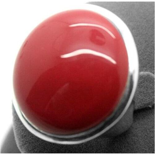 Rare Red Coral 24mm 925 Silver Jewelry Ring Size 7/8/9/10