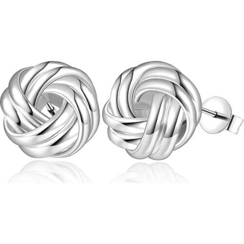 Free Shipping Hot 925 Sterling Silver Stud Earrings Simple Round Stud Earrings Womens Geometric Silver Simple Stud Earrings