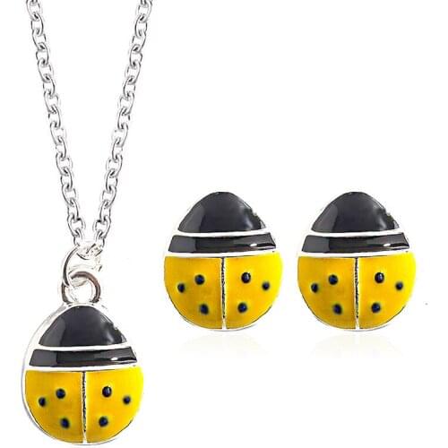 Creative Cute Animal Pattern Cartoon Pendant Clavicle Chain Necklace Women Trendy Personality Ear Stud Earrings Accessories