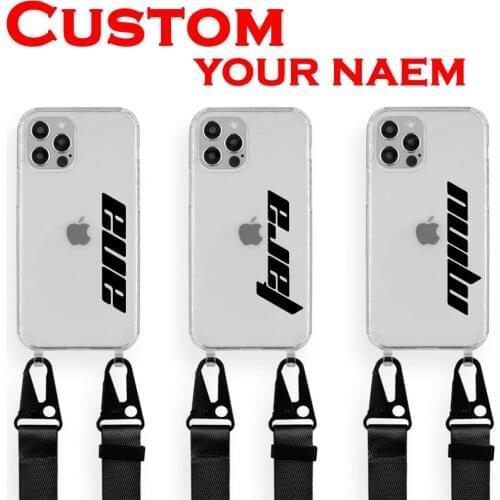 Custom Name Logo Picture Clear Cases with Lanyard for Samsung Galaxy S10 S20 Note20 S21 Plus Ultra A71 A51 S9 S8 Hard Case strap