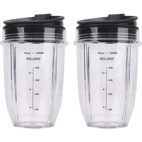 2 Pcs 18Oz Replacement Ninja Blender Cups with Lid for Ninja Auto IQ BL480 BL642 BL450 BL682 BL480, BL490, BL640 BL680