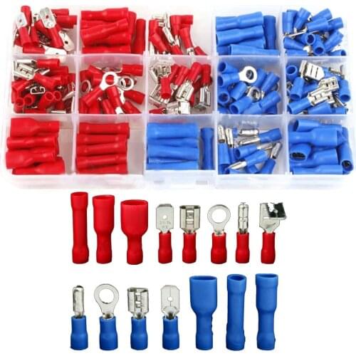 200pcs Terminals Portable Assorted Spade Male Female Wire Cable Crimp Terminals Cord Pin End Home Improvement