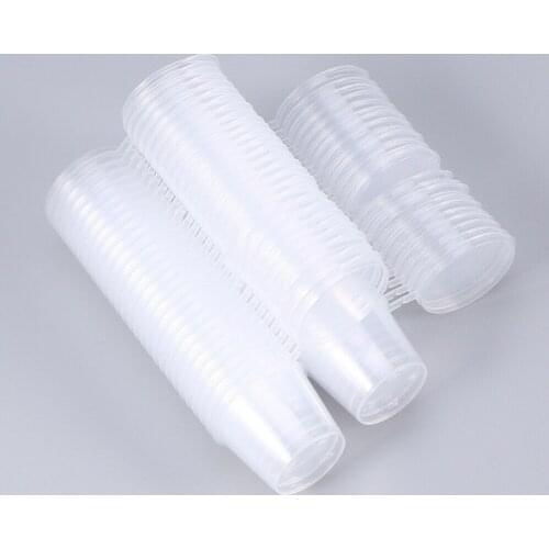 30-100ml Clear Plastic Disposable Portion Cups With Attached Lids, Souffle Cups, Condiment Cups 50/100pcs