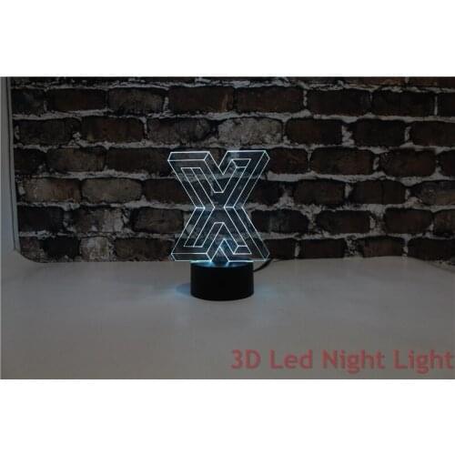 3D Led Night Light Santa Present Solid Letter X Shape with 3C and UL Certificate YJM-2911