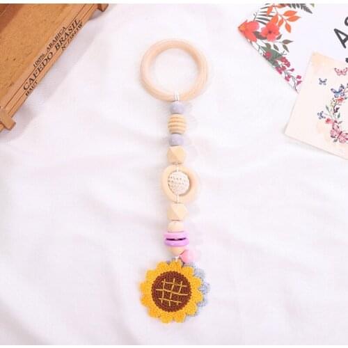 4 Pcs/Set Baby Play Gym Wooden Frame Stroller Hanging Pendant Teether Rattle Toy 24BE