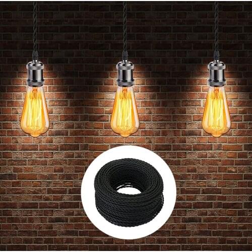 5/10/20 Meters Electrical Wires 2 Core Electrical Rope Wire Antique Braided Twisted Fabric Light Cable Woven Silk Flexible Cord