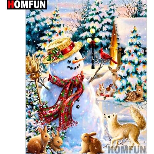 HOMFUN Full Square/Round Drill 5D DIY Diamond Painting "Snowman rabbit" Embroidery Cross Stitch 5D Home Decor Gift A14910