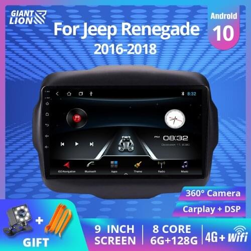 IPS Car Radio Android 9.0 Radio Cassette Recorder For Jeep Renegade 2016-2018 Stereo Avto No 2din Navi Navigation GPS Player DVD