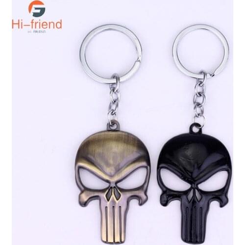 Game Punisher Keychain High Quality Metal Corkscrew Punisher Skull Key Chain Terminator Logo for Man Pendant Key Ring Jewelry