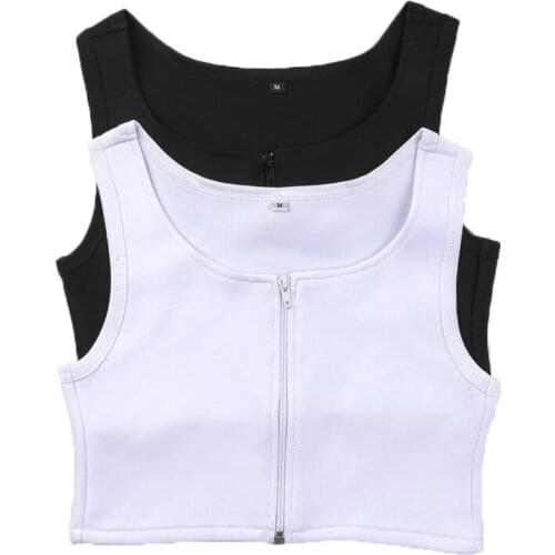 Zipper Chest Binder Tank Tops Les Lesbian Slim Chest Breast Buckle Shape Tomboy Bra Chest Binder Underwear Corset Tube Top Bra
