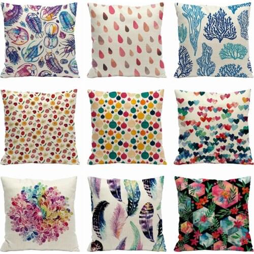Retro Geometry Pillow Case Throw Pillowcase Cotton Linen Printed Pillow Covers For Office Home Textile