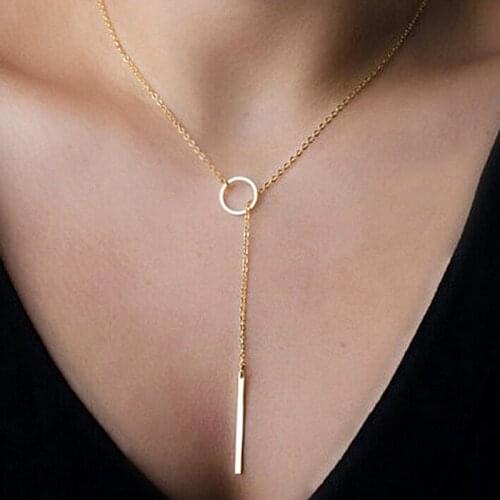 Poputton Minimalist Gold Silver Color Circle Choker Necklace Simple Infinity Cross Necklace Women Jewelry Collier Femme 2018
