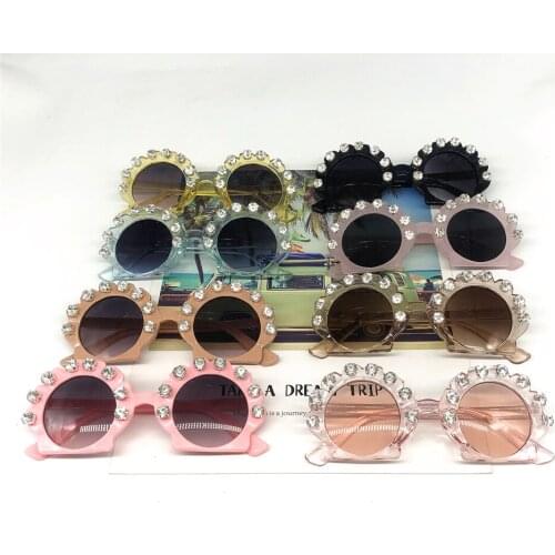 Diamond Shell Baby Sunglasses Cute Small Kids Eyewear Summer Round Sun Glasses UV400 Bling Shades Gorgeous Gafas De Sol