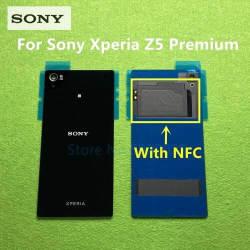 For Sony Xperia Z5 Premium E6853 E6883 E6833 Battery door Back cover Housing Rear Glass panel Case With NFC
