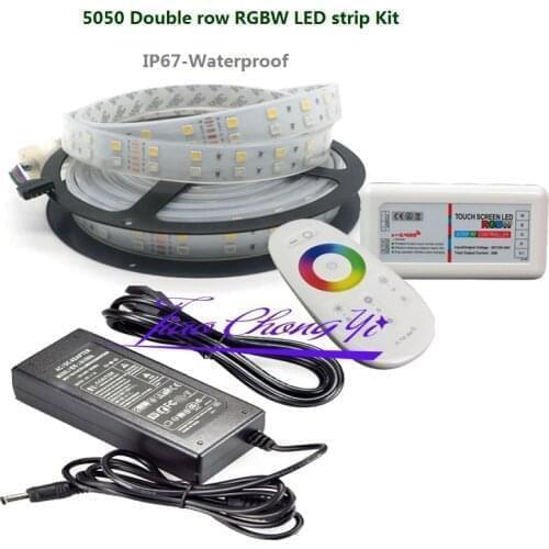5M 12V SMD RGBW white 5050 600LED Double Row LED Strip +2.4G controller+8A power