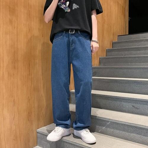 Casual Jeans Mens Wide-legged Straight Denim Pants Thin Streetwear Hiphop Spring Summer All-match Drape Loose Old Trousers