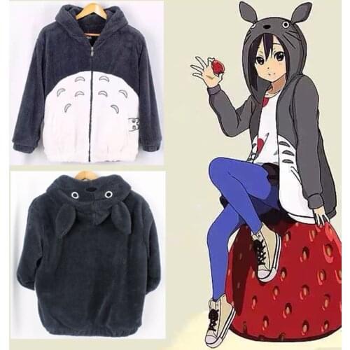 2020 Harajuku Totoro Kawaii Hoodie Sweatshirt My Neighbor Coat Cosplay Fleece Overcoat With Ears Harajuku Cute Jackets Christmas