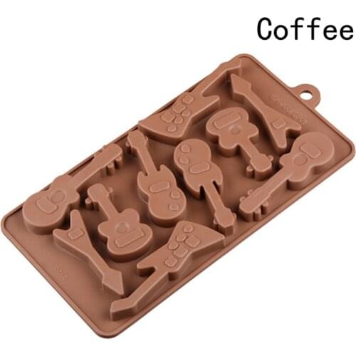 10 Even Guitar Shapes 3D Chocolate Mold Ice Cube Tray DIY Baking Molds Pudding Mold Cake Decorating Silicone Mold Color Random