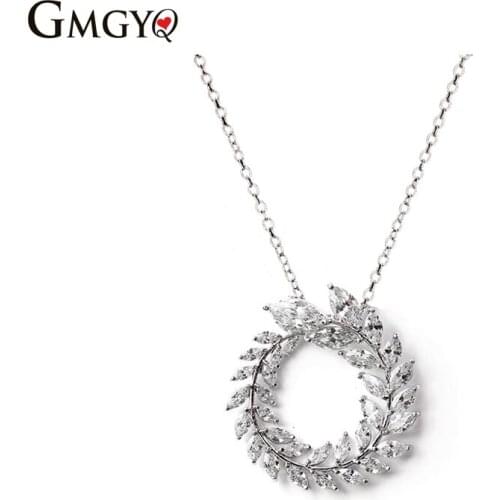 GMGYQ Zircons Mode Vrouwen Kostuum Sieraden Sparkly Olijftak Marquise Gesneden Zirconia Hanger Ketting En Jewelry For Women