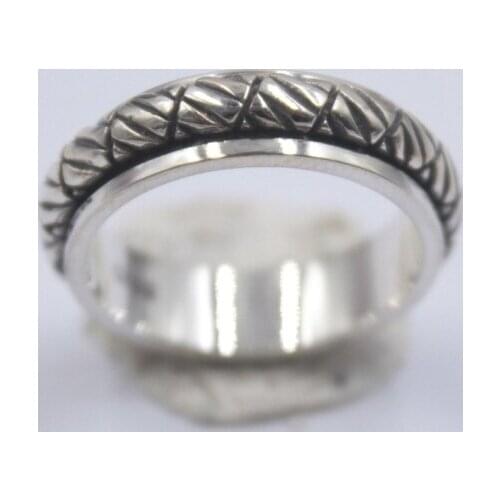 Pure 925 Sterling Silver Ring Band 6mm Rope-Pattern Ring Size from 6.5-12 For Unisex
