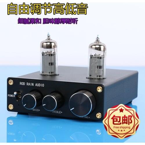 Fever Bile Preamp 6J5/6K4 Tube HIFI Tube Amplifier Front High and Bass Adjustment