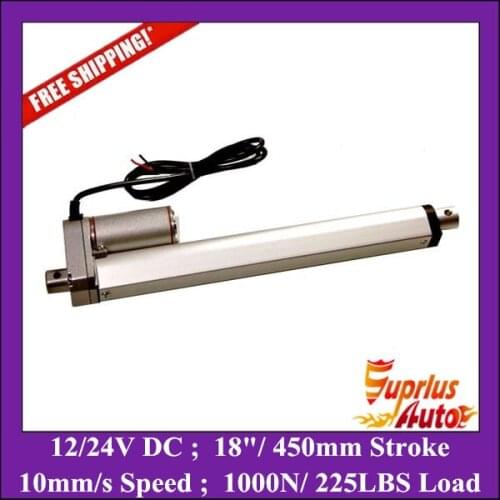 Free Shipping 3pcs 18"=450mm Stroke 12v linear actuator with 100kgs/ 1000N/ 225lbs load electric linear actuator