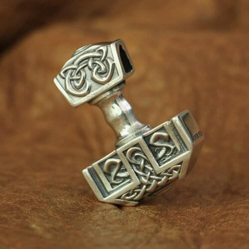 LINSION 925 Sterling Silver High Details Thors Hammer Mens Biker Punk Pendant TA137