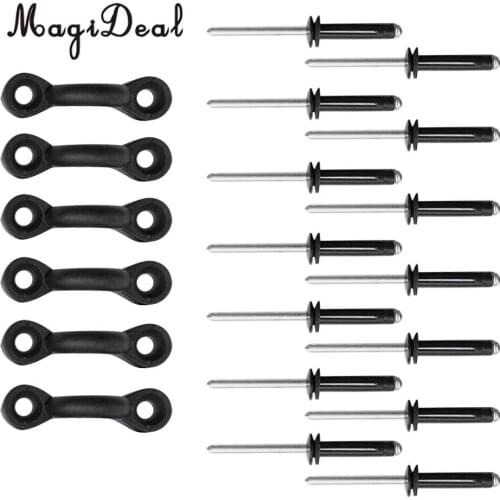 MagiDeal Kayak Canoe Marine Boat 6Pcs Nylon Deck LoopTie Down Pad Eyes & 12Pcs Tri-Fold Aluminum Rivet Fishing Rigging Accessory