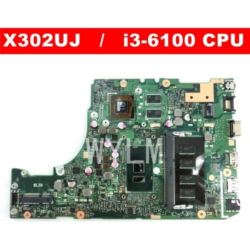 X302UJ I3-6100 CPU 4G RAM GT920MX 2GB mainboard For ASUS X302U X302UJ X302UA/UJ laptop motherboard 90NB0BM0-R00020 Tested