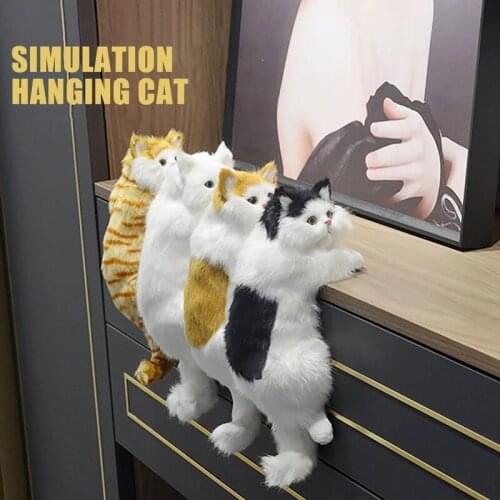 Cute Plush Simulation Cat Ornaments Figurine Home Desk Tv Hanging Toy Decor Car Decoration Stuffed Animals Sculptures