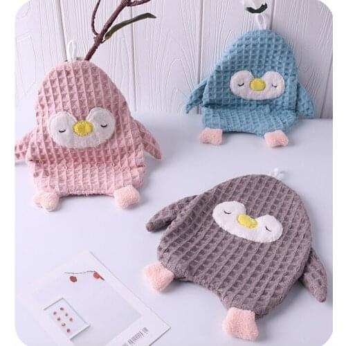 Cartoon Penguin Hangable Cute Hand Towel Wipe Tablecloth Children Towel Kitchen Household Cleaning Rag Cleaning Cloth New 2021