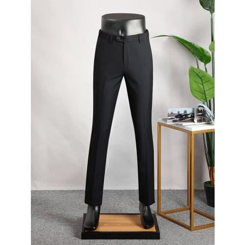 Mens Slim Fit Pencil Pants Suit Pants Smart Casual Straight Trousers Ankle-Length Thin Summer Trousers Plus Size XS-7XL A1