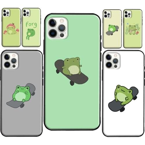 Frog Skateboard Cute Kawaii Soft TPU Case For iPhone XR X XS MAX SE 2020 6S 8 7 Plus 12 Mini 11 Pro Max Cover Shell