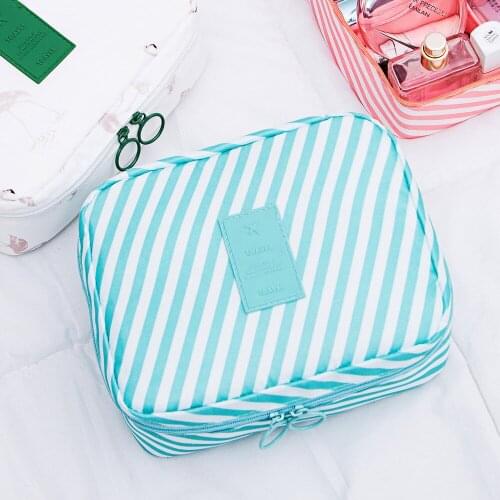 The new twill material cosmetic bag storage wash bag color division cosmetic storage bag travel portable small square bag