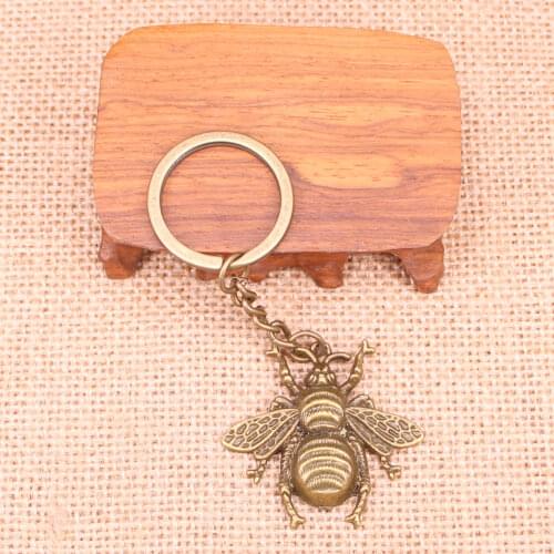 20pcs New Fashion Keychain 40x38mm bee hornet Pendants DIY Men Jewelry Car Key Chain Ring Holder Souvenir For Gift