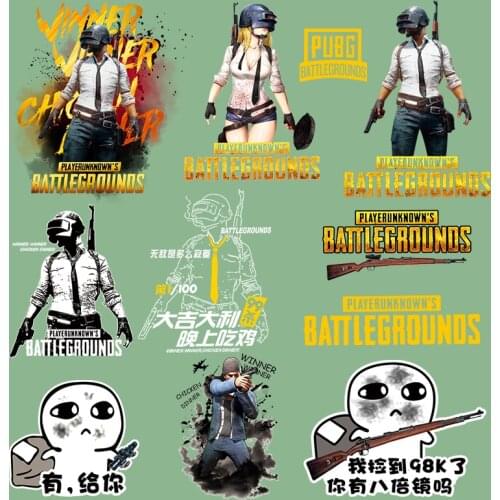 New Punk PUBG Stripes Thermo Stickers on Clothes Stickers Iron on Transfers for Clothing Appliques Heat-Sensitive Patches